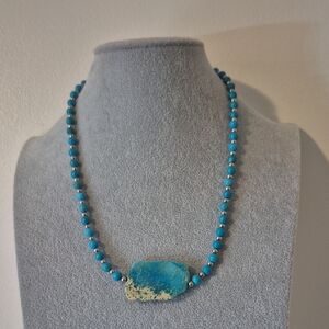 NATURAL TURQUOISE SLABS Necklace & Matching  Braclet CERTIFICATE ofAUTHENTICITY